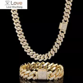 12 мм бриллиантовая циркониевая кубинская цепочка Miami Prong для мужчин ожерелье чокер Iced Out хип-хоп ювелирные изделия 7 inch