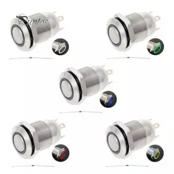 12 мм металлическая кнопка мгновенного действия с подсветкой, лодка, автомобиль зелёный