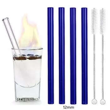 12 мм очень широкие многоразовые стеклянные трубочки Экологичные питьевые трубочки для смузи Боба трубочки Bubble Tea Молочные коктейли Барная посуда