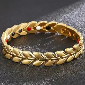 12 мм ширина матовая нержавеющая сталь браслеты для мужчин и женщин прочные 4 в 1 гематит магнитные голографические браслеты ювелирные изделия на день рождения подарки 17CM\ золотой