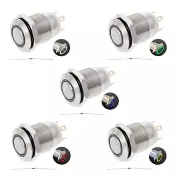 12 мм светодиодная подсветка, металлическая кнопка мгновенного действия, лодка, автомобиль, 3A/220 В постоянного тока