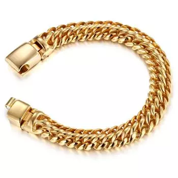12 мм ювелирные изделия из нержавеющей стали, золотой тон, пряжка, кубинская цепочка, мужской женский браслет, оптовая продажа, подарок 22CM