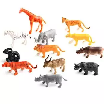 12 models of animal toys, trumpet simulation, static Animal World Wildlife suit toys for children