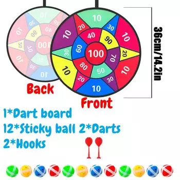 12 мячей для детей, липкий мяч, доски для дротиков, мяч-мишень, детские игрушки, набор для спорта в помещении, игра в мяч-присоску, семейная спортивная вечеринка One Size красный