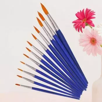 12 нейлоновых кистей для волос с заостренным кончиком, художественная краска, акварельные ручки для рисования