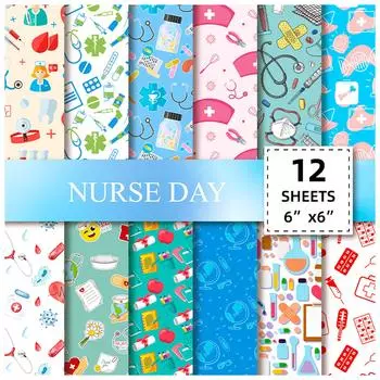 12 Nurse Theme Background Paper Creative Tearable Handbook Nurse Day Material Paper Background Material Paper Cut Diy 15*15CM
