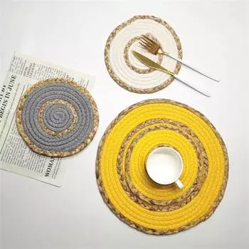 12 Оригинальность Простота Хлопковая Веревка Плетение Коврики Для Еды Утолщенный Теплоизоляционный Коврик Кухонный Обеденный Стол Украшения Аксессуары