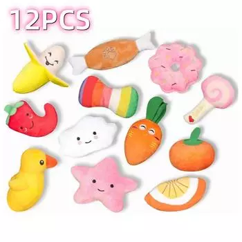 12 pack of squeaky plush dog toys, durable puppy chewing toys, cute and soft filled interactive toys, suitable for small and med красный