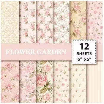 12 Packs Diy Album Clip Paper Hand Account Material Paper Pink Floral Valentine S Day Background Paper Pattern Paper 15cm*15cm