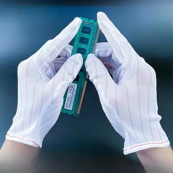 12 пар антистатических противоскользящих перчаток с точечным клеем, утолщенные пластиковые полосатые перчатки, антистатические точечные клеевые противоскользящие перчатки с ремнем из гранул Sonic welding/ordinary 60g cloth