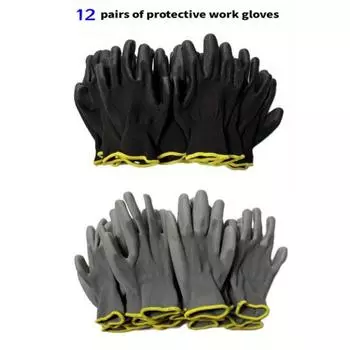 12 пар черных/серых перчаток, защитные рабочие перчатки, перчатки для ремонта, перчатки с покрытием ладоней, инструменты для плотницкого ремонта с сертификатом CE EN-388 S