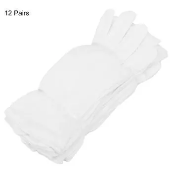 12 пар хлопчатобумажных перчаток, защитные перчатки для промышленного, сельскохозяйственного, домашнего использования, белые
