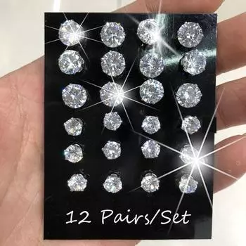 12 пар/лот белые мужские и женские круглые серьги-гвоздики из нержавеющей стали, простые женские свадебные украшения 12 Pairs white