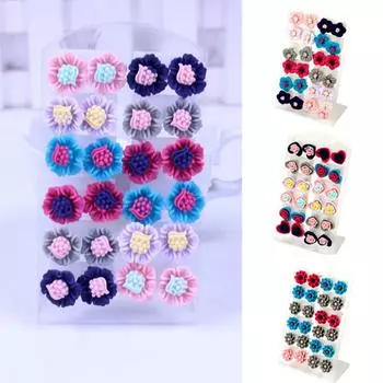 12 пар модных разноцветных цветочных сережек-гвоздиков из смолы, набор женских ювелирных изделий 4#