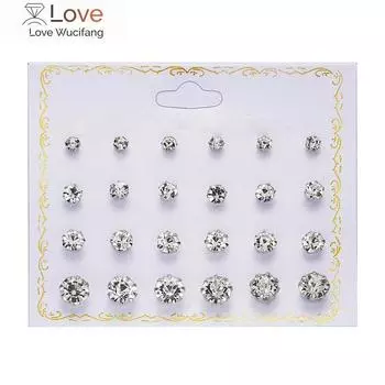 12 пар/набор серьги с кристаллами и имитацией жемчуга комплект женских ювелирных изделий аксессуары для пирсинга серьги-гвоздики бижутерия