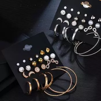 12 пар/набор сережек в богемном сплаве в форме сердца и Луны, комплект женских модных ювелирных украшений, подарки на вечеринку Style 2