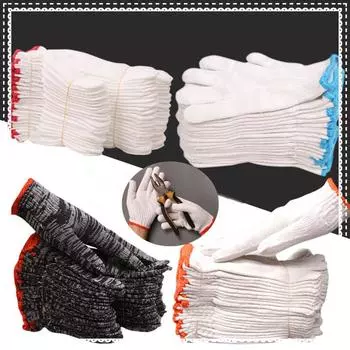 12 пар нейлоновых перчаток, толстые износостойкие перчатки для защиты труда, защитные перчатки из хлопчатобумажной пряжи