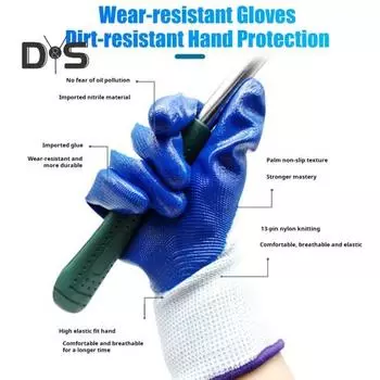 12 пар рабочих перчаток с регулируемым запястьем, пятью пальцами, противоскользящие, толстые, износостойкие, защитные рабочие перчатки для строителей, перчатки для механиков и сварщиков, плотницкие работы синий