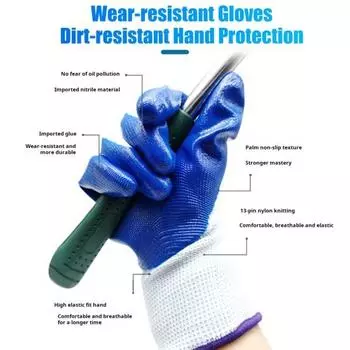 12 пар рабочих перчаток с регулируемым запястьем, пятью пальцами, противоскользящие, толстые, износостойкие, защитные рабочие перчатки для строителей, перчатки для механиков и сварщиков, плотницкие работы синий