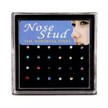12 пар женщин со стразами для губ, кольцо из нержавеющей стали, шпильки для пирсинга в носу чистый