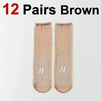 12 пар женских нескользящих тонких шелковых чулок, летние ультратонкие невидимые полностью прозрачные удобные дышащие повседневные носки One Size