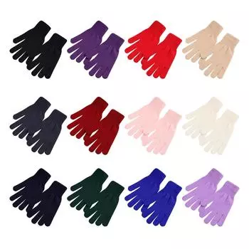 12 пар женских зимних перчаток, мужские и женские мягкие эластичные перчатки, вязаные перчатки с пальцами One Size