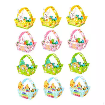 12 пасхальных корзин для детей с кроликом и ручкой, маленькое яйцо своими руками, подарок для вечеринки