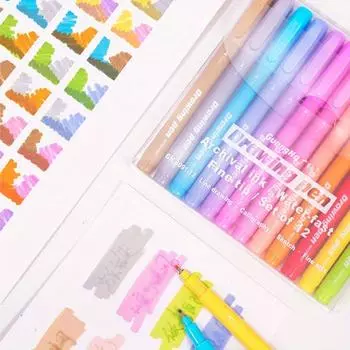 12 пастельных цветов, кисть для каллиграфии, маркер, фетровый наконечник, цветные ручки с чернилами на водной основе, отлично подходят для надписей и ведения дневника