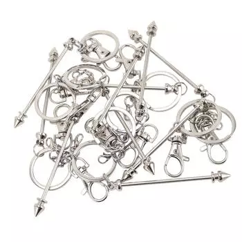 12 PCS Beadable Keychain Rugged Metal Beaded Blank Lobster Clasp Keychain Bar for Handcraft