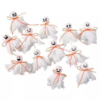 12 Pcs Halloween Ghost Lollipop Wrappers White Cloth Ghost Candy Wrappers for Homemade Candy DIY Trick or Treat Party Decoration 12pcs