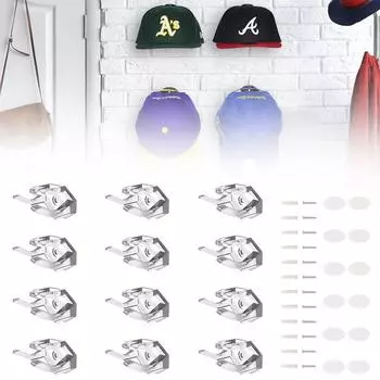 12 шт. стойка для шляп настенный держатель для бейсболок минималистичные настенные вешалки для кепок Clear-12 PCS