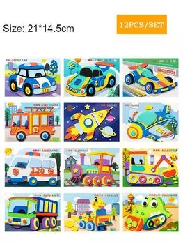 12 Pcs/Set Children s 3D EVA Stickers Kindergarten Boys and Girls Educational Handmade Sticker Paper Craft DIY Material Kit Toy