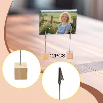 12 Pieces Desktop Photo Holder Table Number Clip Stand with Clips Place Cards Reserved Sign