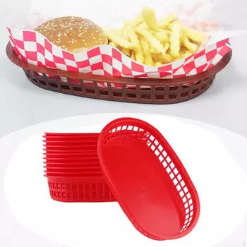 12 корзин для фаст-фуда Deli 10.6 x6.7 x1.4 , корзина для хранения, поднос для сервировки красный