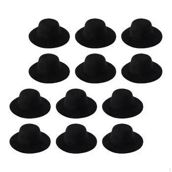 12 шт. Мини-официальные шляпы, милая кукольная шляпа, мультяшная одежда, украшения для головных уборов, самодельная игрушка Black