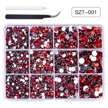 12 ячеек коробки для дизайна ногтей алмаз смешанный с цветным желе дно смолы плоское дно алмаз жестокий медведь рука наклейка дрель