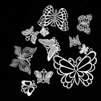 12 различных подвесок-бабочек с подвесками, ожерелье, серьги, висячие серьги