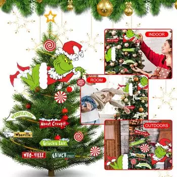 12 Рождественские украшения, верхушки для елки, подвески для украшения на Хэллоуин, зеленые украшения