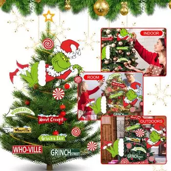 12 Рождественские украшения, верхушки для елки, подвески для украшения на Хэллоуин, зеленые украшения