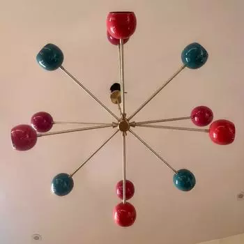12-рожковая разноцветная люстра-шар в виде глаза, итальянская, середины века, современная, люстра-спутник, подвеска ручной работы для кухни