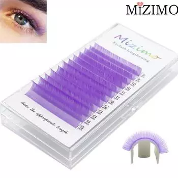12 рядов цветных одинарных привитых накладных ресниц, светло-фиолетовые инструменты для макияжа глаз, естественное наращивание, эффектные ресницы для макияжа. MIX(8-13)mm--0.07mm--C