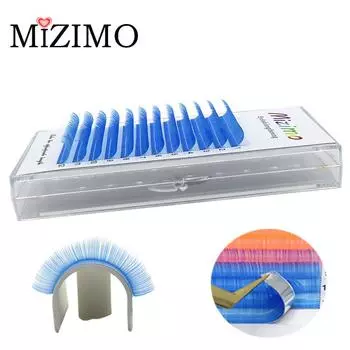 12 рядов светящихся синих, одинарной длины, ресницы для макияжа глаз, эффектные ресницы, естественное наращивание. 8-15 мм, К/Д, 0,07 мм 0.07mm--C--13mm