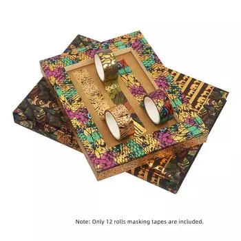 12 рулонов ленты васи, набор, золотая фольга, дикая природа, маскировочные ленты с животными, декоративный клей 12 Rolls