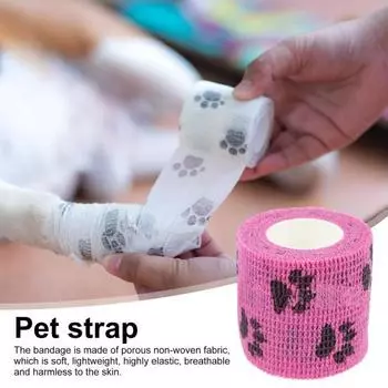 12 рулонов ремней для домашних животных с рисунком когтей, самоклеящиеся повязки, дышащие эластичные повязки для домашних животных для собак, кошек, когтей, растяжений, отеков 5cm жёлтый
