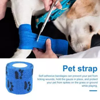 12 рулонов ремней для домашних животных с рисунком когтей, самоклеящиеся повязки, дышащие эластичные повязки для домашних животных для собак, кошек, когтей, растяжений, отеков 5cm жёлтый