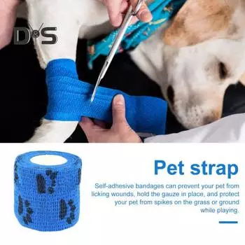 12 рулонов ремней для домашних животных с рисунком когтей, самоклеящиеся повязки, дышащие эластичные повязки для домашних животных для собак, кошек, когтей, растяжений, отеков 5cm жёлтый