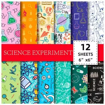12 Scientific Experiment Material Paper Hand Account Decorative Sticker Diy Creative Pattern Material Paper 15cm*15cm