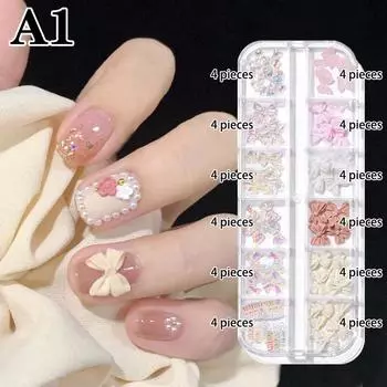 12 сеток бант украшения для ногтей 3D Аврора бант смоляные подвески ювелирные изделия DIY маникюр украшения принадлежности аксессуары A1