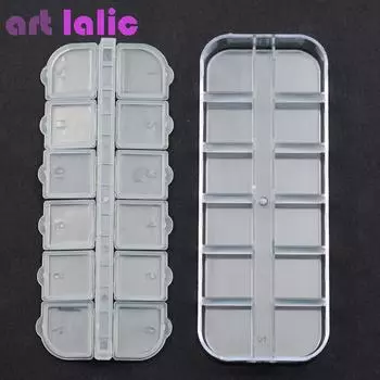 12 сеток для дизайна ногтей, прозрачный пустой пластиковый футляр для хранения, стразы, серьги, шкатулка для драгоценностей, контейнер