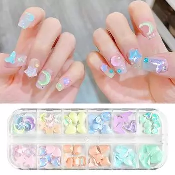 12 сеток плоских ногтей стразы мини бриллиантовые подвески для ногтей 3D кристаллы драгоценные камни ювелирные изделия DIY маникюр украшения ногтей часть H